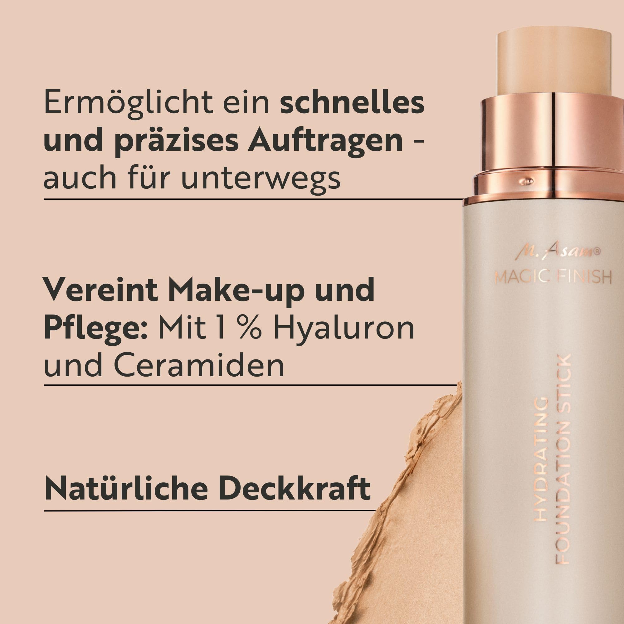 M. Asam MAGIC FINISH Hydrating Foundation Stick, Soft Ivory (12g) – Für ein natürliches, semi-mattes Finish, Mit SPF 30 & 1% Hyaluron, Kaschiert Fältchen & Unreinheiten, Vegane Creme Foundation