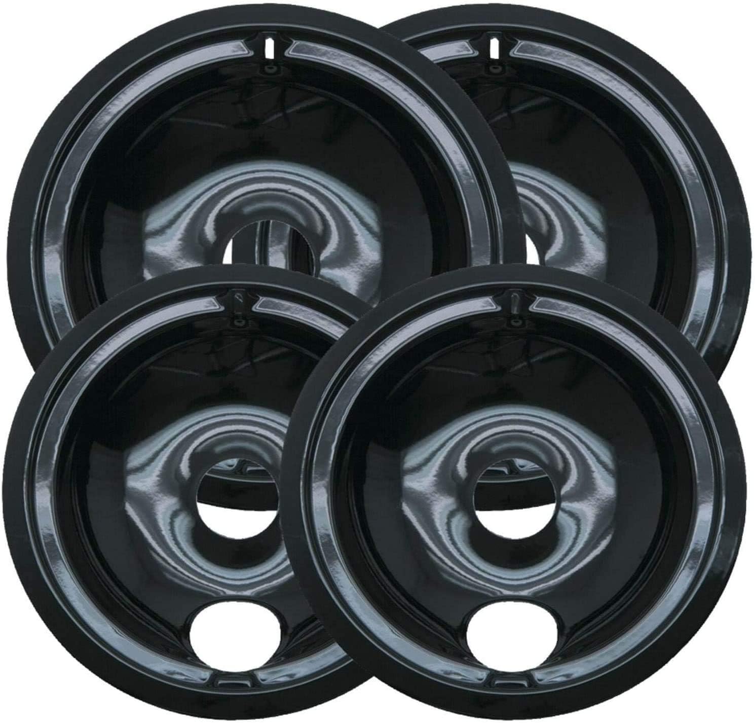 Range KleenP119204X Style B 4 Pack Round Black Porcelain Drip Pans
