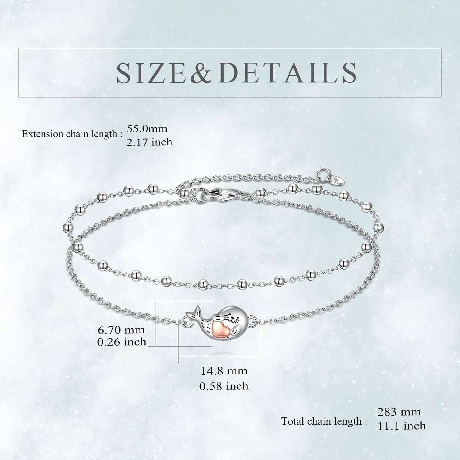 Dolphin/Seal/Turtle/Starfish Anklet for Women Sterling Silver Crystal Anklet Beach Jewelry Gift for Women