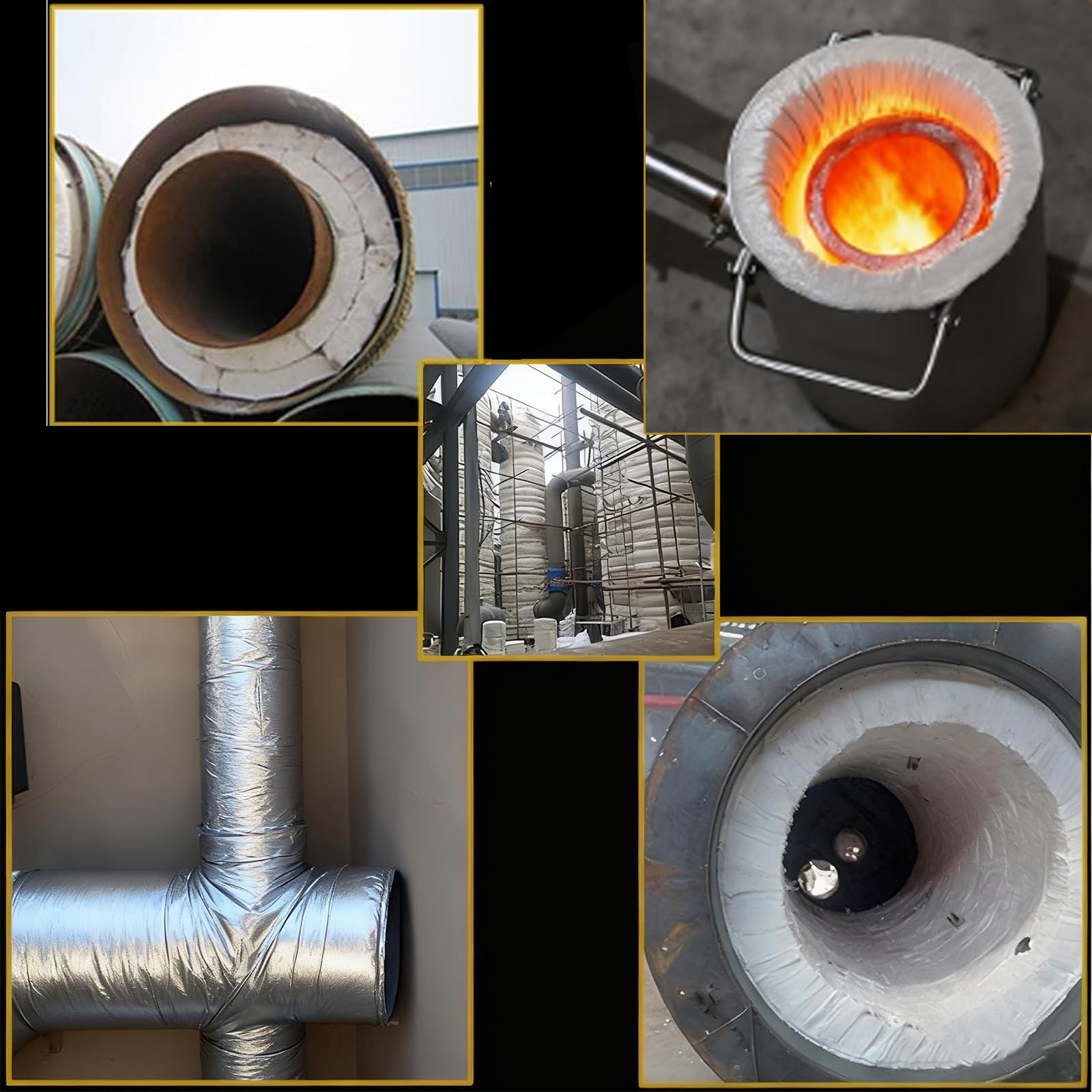 Manta de Fibra de cerámica, Manta Aislante ignífuga 2300F para Horno de Pizza Forja, Horno de fundición, Aislamiento de Pared(610mmX1m,Thickness: 60mm)