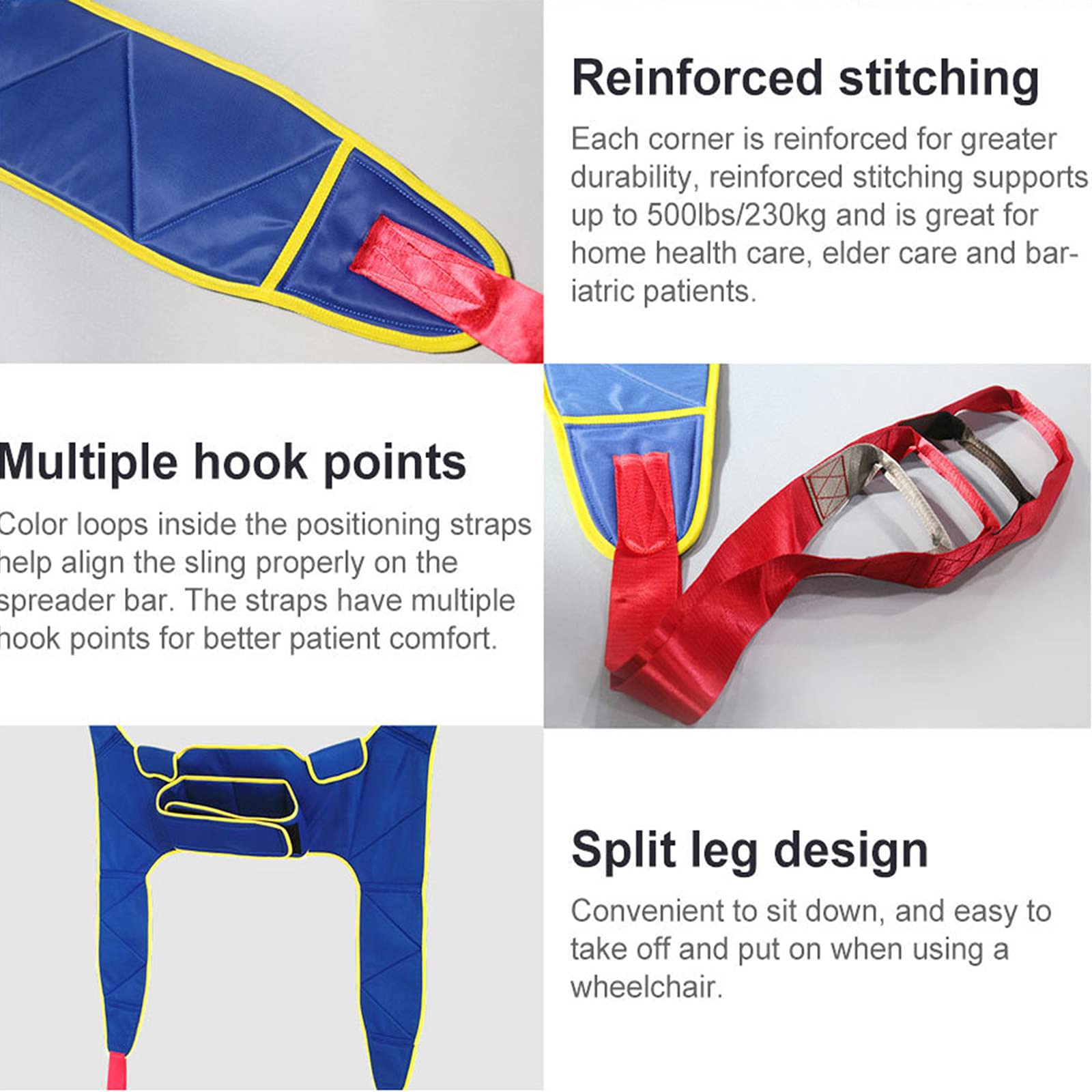 ArnéS de ElevacióN Paciente de Cuerpo Completo,GrúA de Paciente,Eslinga de ElevacióN con Accesorios de Bucle,para Posicionamiento Y ElevacióN de La Cama,EnfermeríA