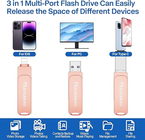 Unidad flash de 64 GB para iPhone, Photo Stick para iPhone Flash Drive para guardar más fotos y videos, memoria compatible con iPhoneiPadAndroidPC.