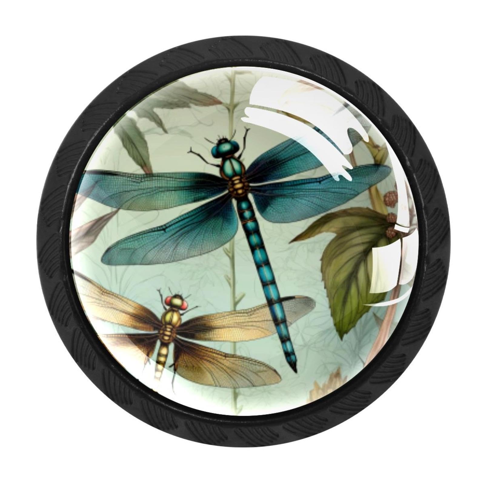CHENZZZZ 4 Pieces Dragonfly Kitchen Cabinet Knobs Drawer Knobs Dresser Knobs Black Knobs Drawer Pulls Dresser Drawer Handles Knobs for Dresser Drawers