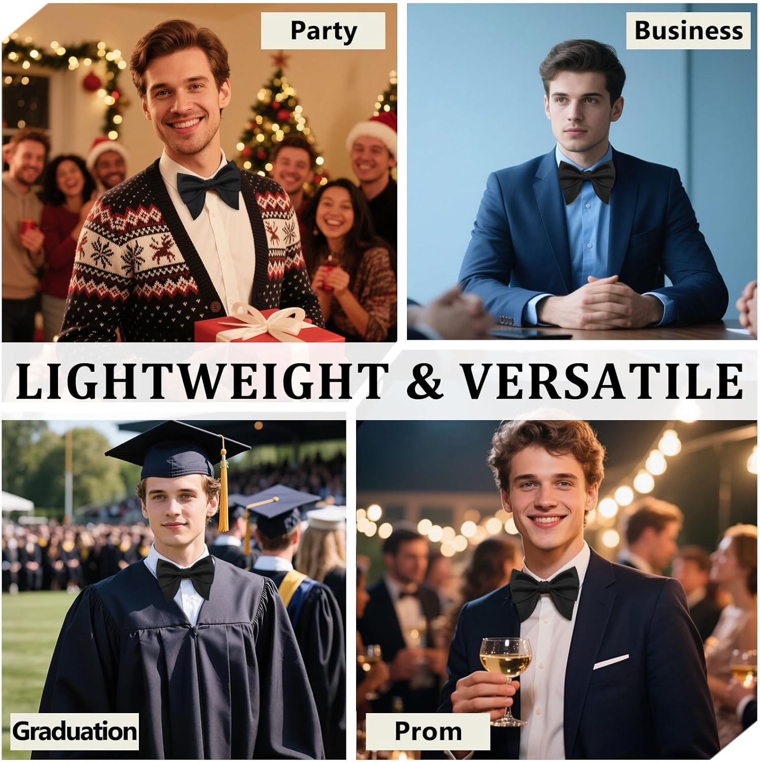 Oversized Bow Ties for Men, Satin Mens Bowtie Adjustable Pre-tied Bowties Men for Wedding Party Prom Banquet - Image 4