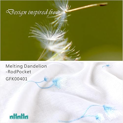 Miniatura 2 de Juego de 2 paneles de cortinas traslúcidas bordadas de gasa transparente, bolsillo para barra, cortinas traslúcidas blancas filtrantes de luz para