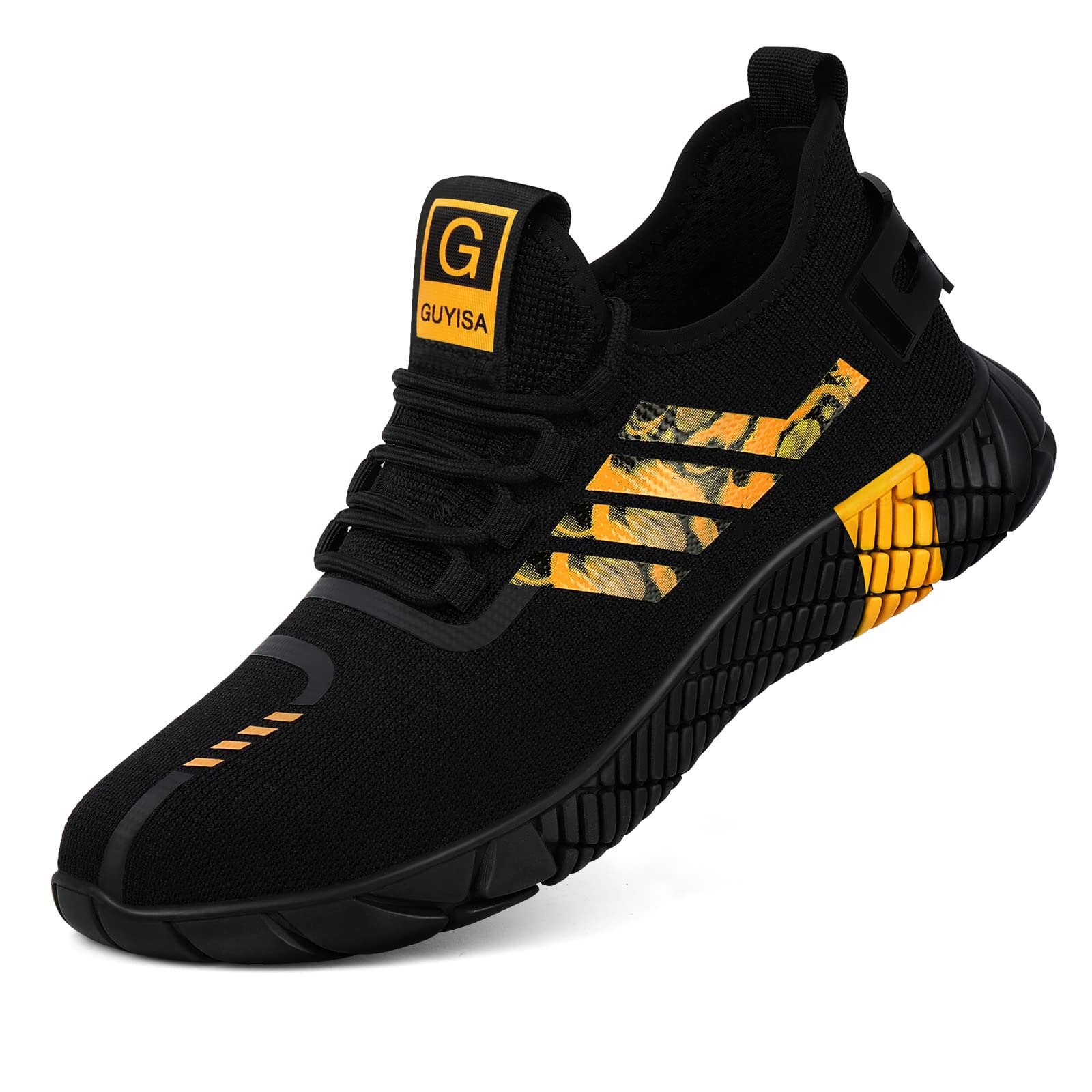 GLANOUDUN Steel Toe Shoes for Men Work Shoes for Men Lightweight Comfortable Safety Shoes Steel Toe Wide Indestructible Construction Working Shoes for Men Black Breathable Steel Toe Tennis Shoes