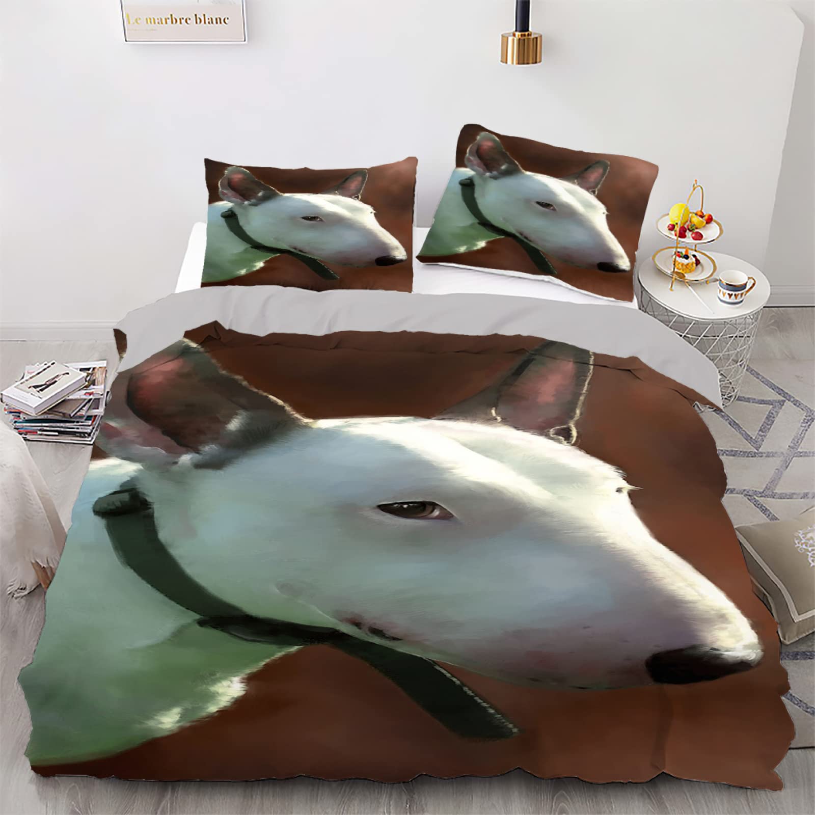 Parure de lit 240x260 avec housse de couette animal brun microfibre fermeture éclair