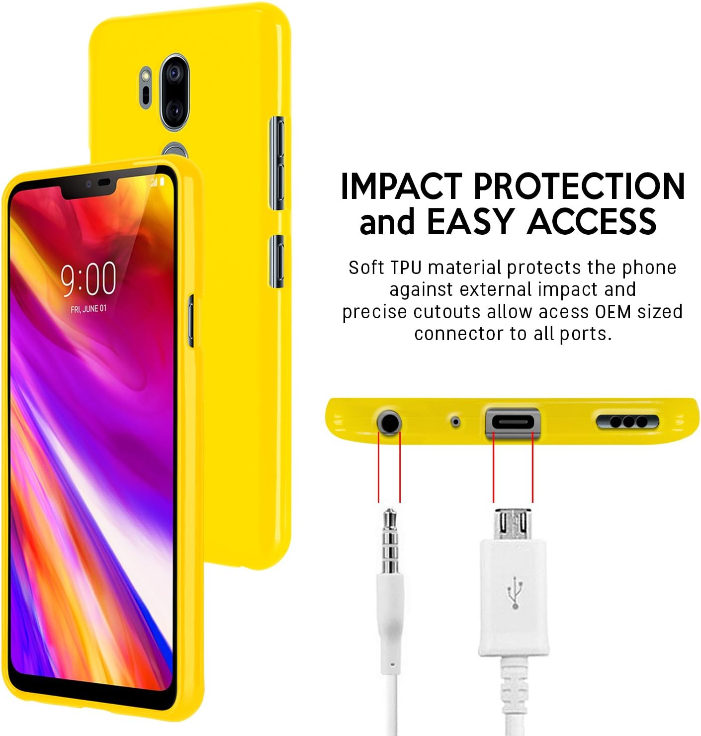 GOOSPERY Pearl Jelly for LG G7 ThinQ Case (2018) Slim Thin Rubber Case (Yellow) LGG7-JEL-YEL