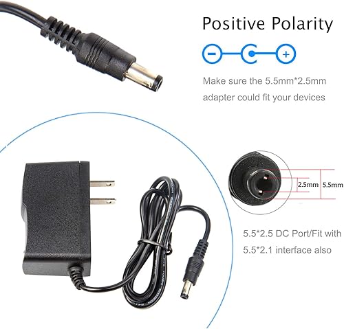 Miniatura 2 de COOLM Adaptador de fuente de alimentación AC DC 12V 800mA 12 voltios 0.8 amperios 0.8A 0.217 in x 0.098 in cargador de transformador reemplazar