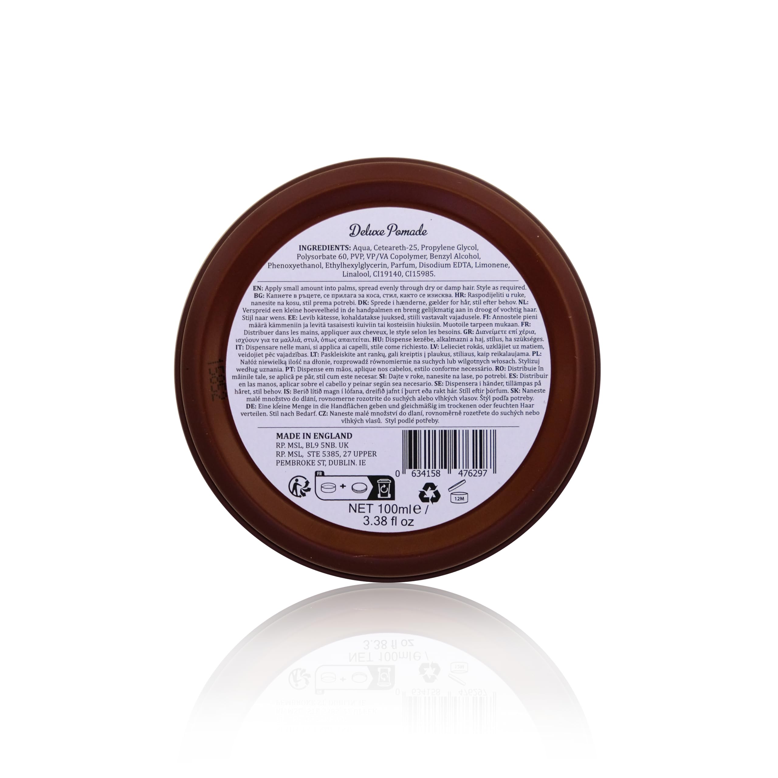 Dapper Dan Deluxe Pomada, Medium Hold Medium Shine, wszechstronna, elastyczna, na bazie wody, profesjonalny wygląd, 1 x 100 ml