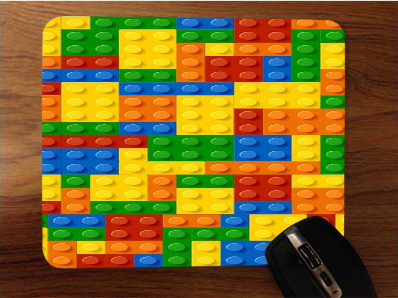 Colorful Bricks Design Printed Image Desktop Office Silicone Mouse Pad by Trendy Accessories