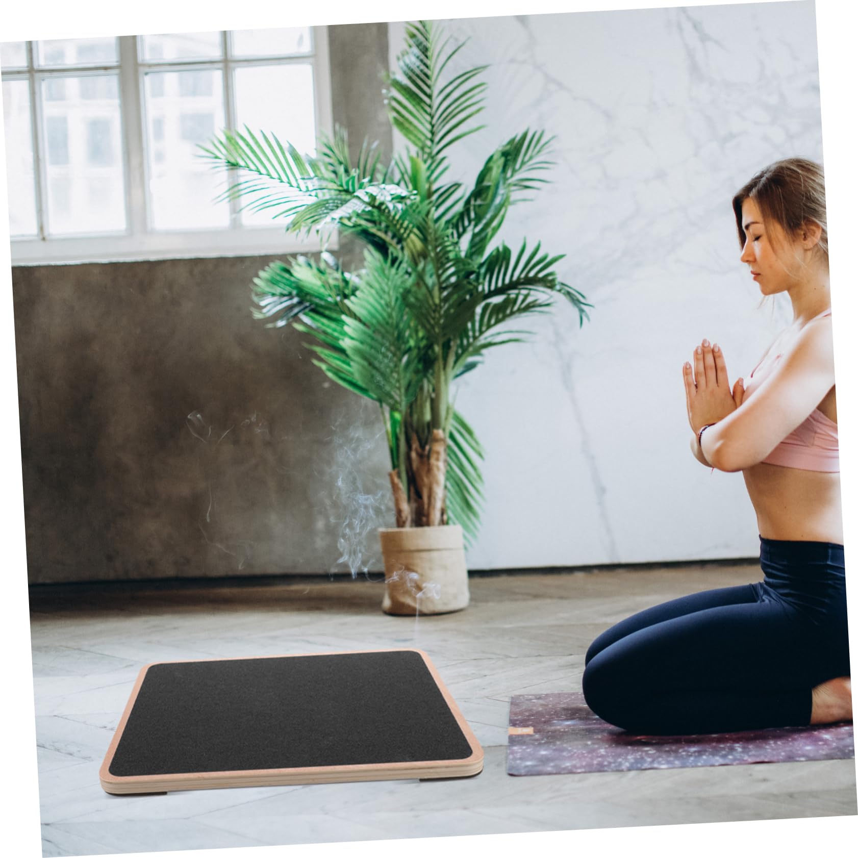 Happyyami Tavola in Legno Nera, Forma Quadrata, per Adulti, per Allenamento Fitness e Yoga, Stabilità e Supporto in Palestra