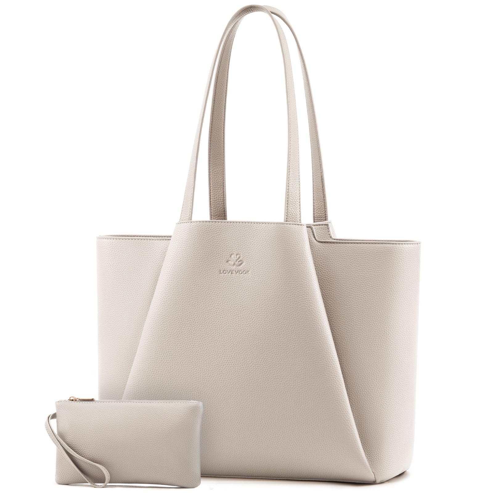 LOVEVOOK Handtasche Damen 15,6 Zoll Laptoptasche, Shopper Tasche Leder Tote Bag Women Aktentasche Lehrertasche mit Laptopfach, Wasserdicht Schultertaschen Umhängetasche für Business Lehrertasche Büro