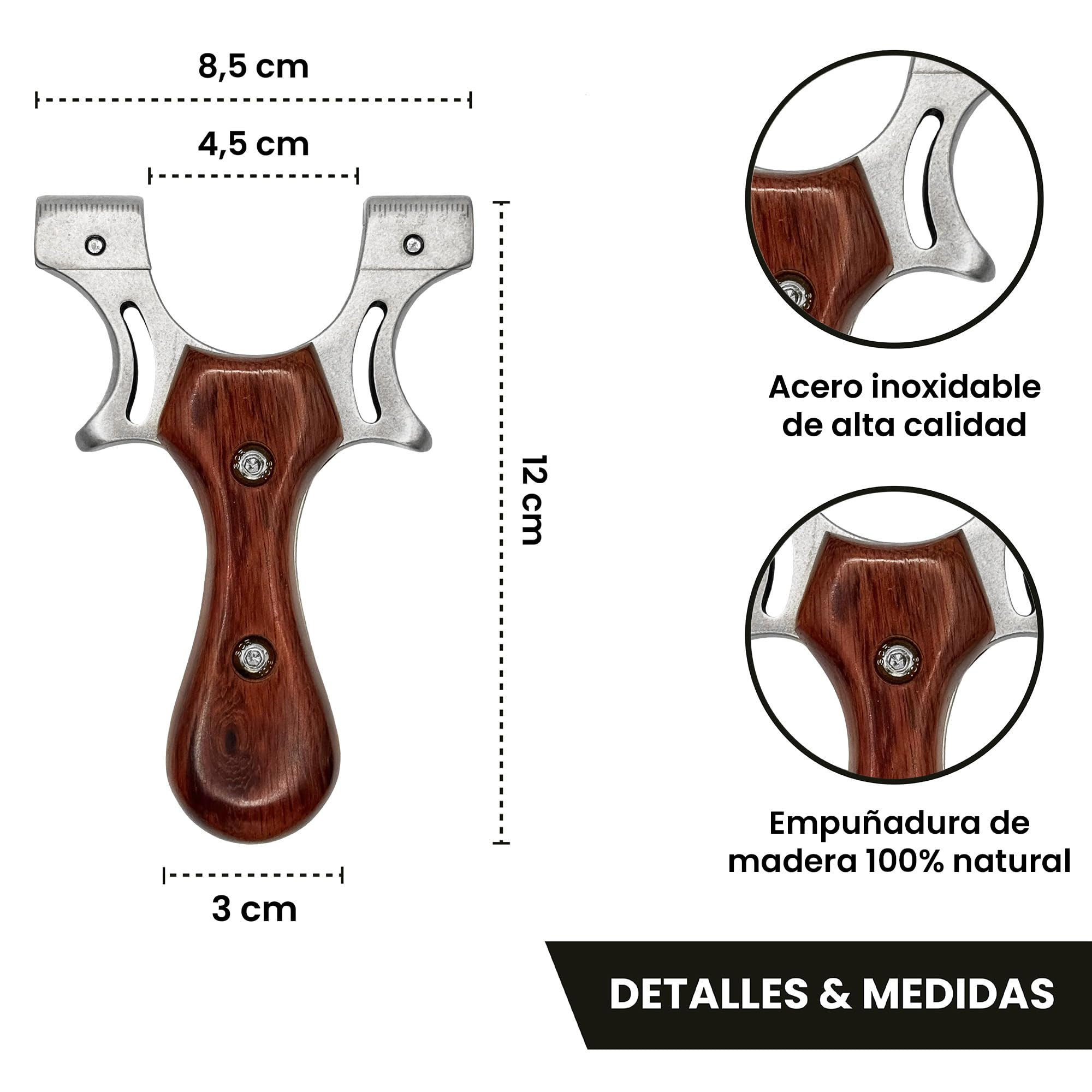 Tirachinini classici in acciaio, con custodia, 200 palline per munizioni in argilla biodegradabile e 5 gomme di ricambio, confezione regalo