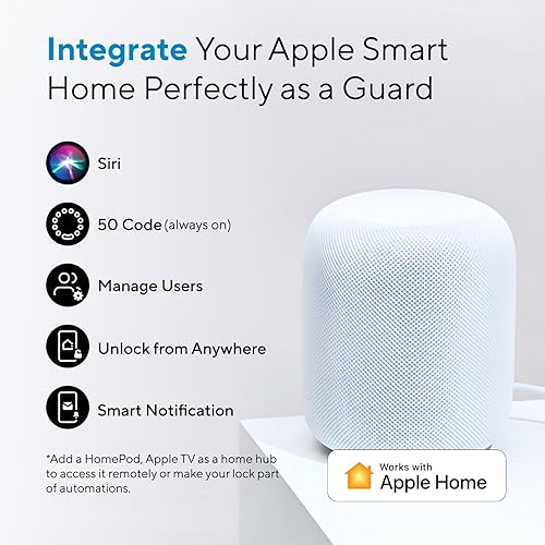 Miniatura 2 de ULTRALOQ Bolt - Cerradura inteligente de huellas dactilares, funciona con Apple HomeKit, cerradura de puerta de entrada sin llave WiFi integrada,