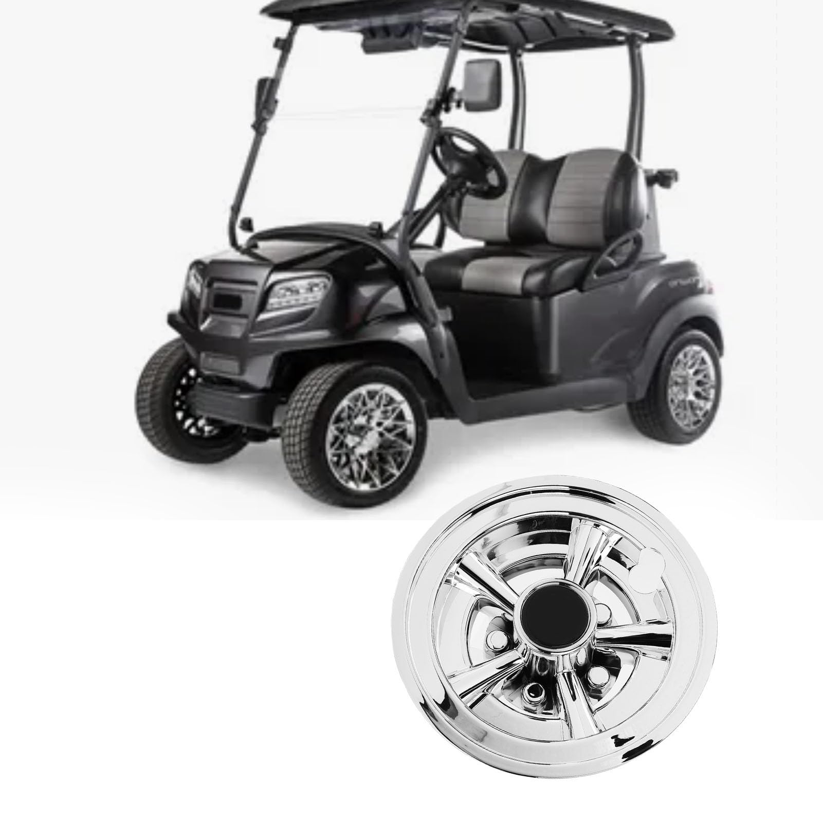 4 szt. 8-calowe Kołpaki na Koła Wózka Golfowego, Chromowane Srebrne Plastikowe Kołpaki na Koła, Odporne Zarysowania z powłoką ochronną, Idealne do EZ GO