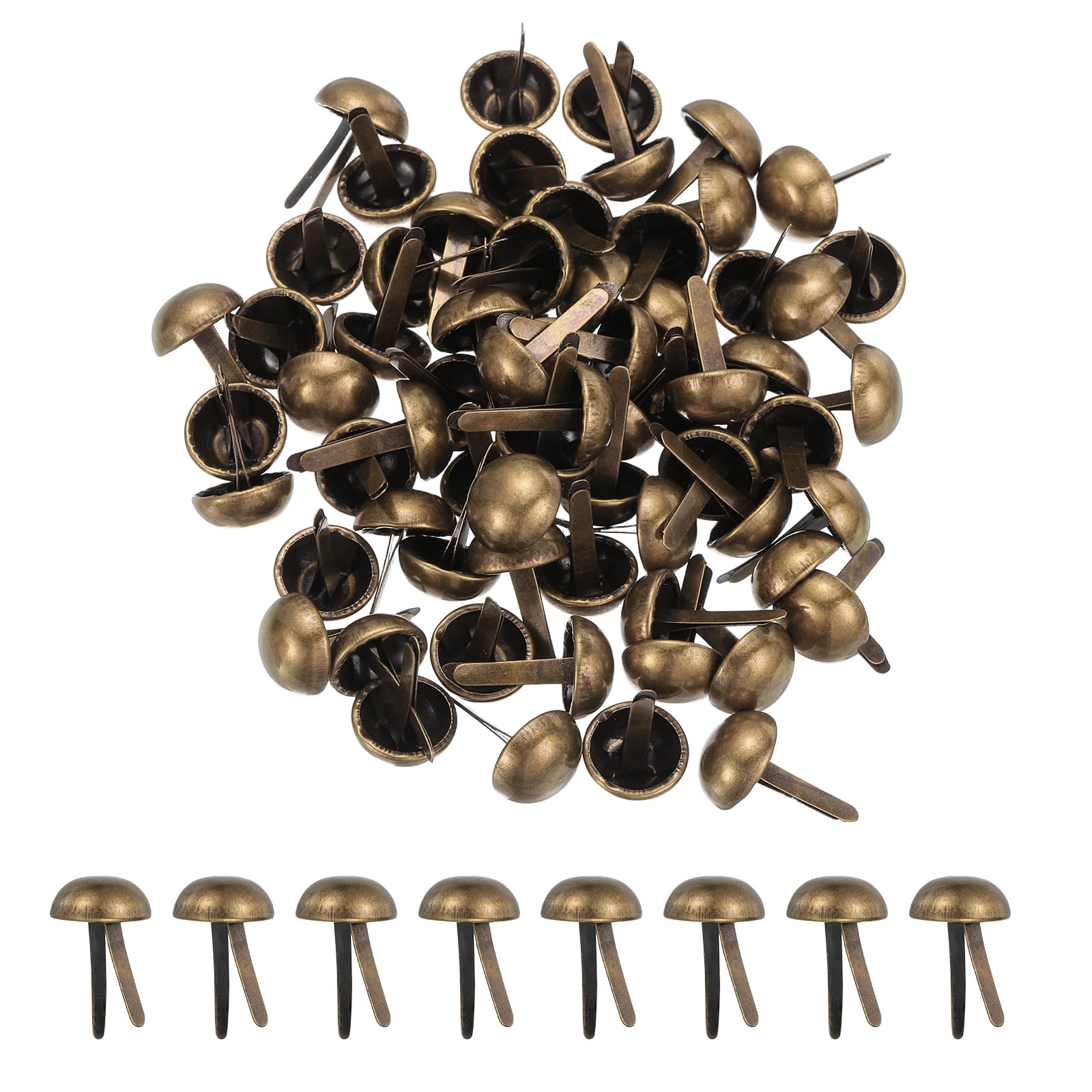 PATIKIL 120 Pcs Brads Paper Fasteners, 12 x 20 mm Metal Round Head Split Pins, Prong Brads for Scrapbooking Leather Craft Decorative DIY Supplies, Bronze