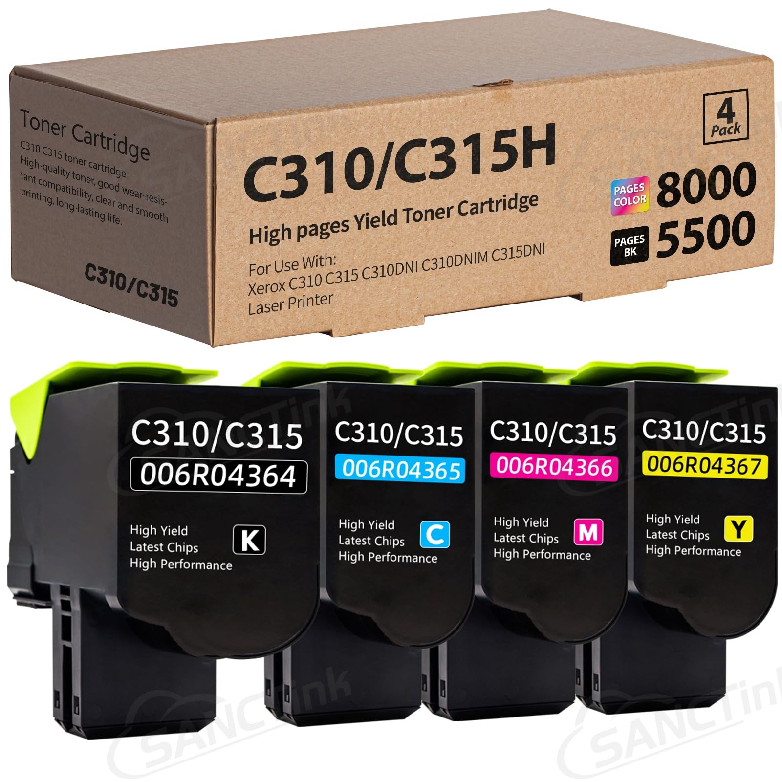 SANCTink C310 C315 High Yield 8000 Pages 5500 pagesCompatible Toner Cartridge Replacement for Xerox C310 C315 for Xerox C310DNI C310DNIM C315DNI