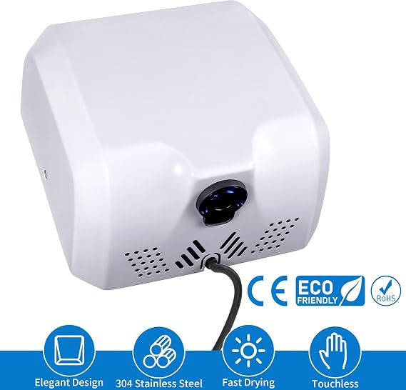 Goetland Stainless Steel Commercial Hand Dryer 1800w Automatic High Speed Heavy Duty Dull Polished