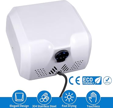 Goetland Stainless Steel Commercial Hand Dryer 1800w Automatic High Speed Heavy Duty Dull Polished