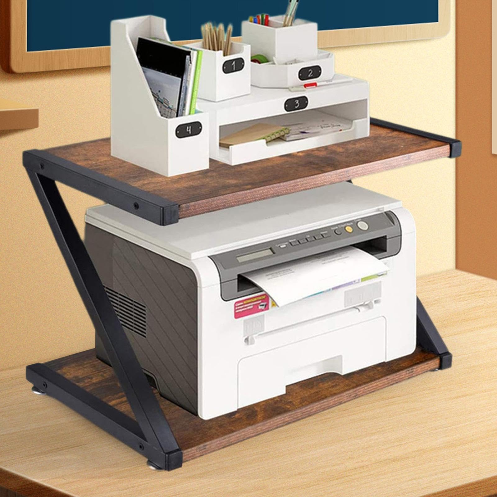 Organizzatore da scrivania multistrato per libri, forniture per ufficio, soluzioni personalizzate per riporre stampanti, piccoli spazi per ufficio, stampanti, scanner,