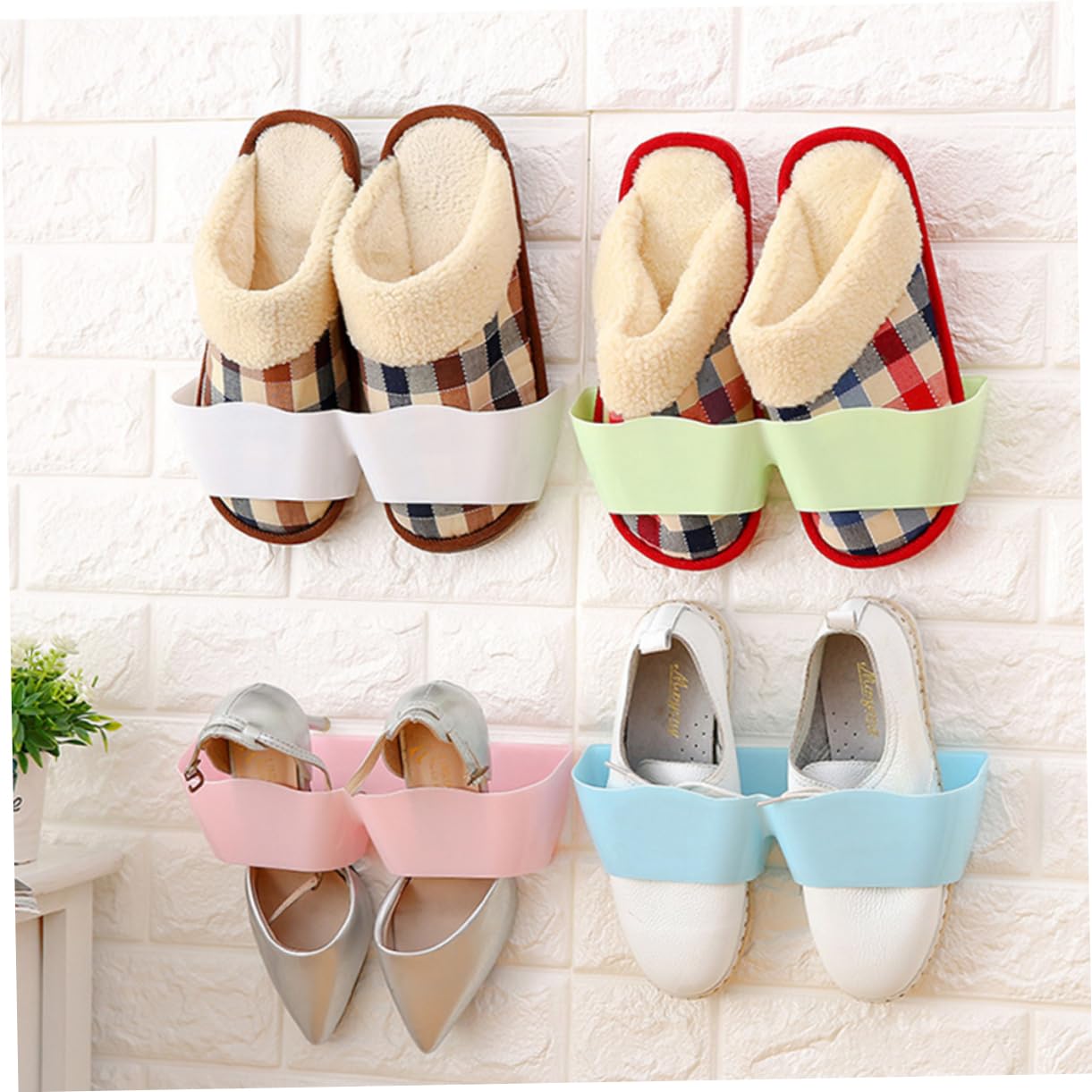 Hemobllo 4pcs Wall Shoe Mounted Hanging Shoe Organizer Space-Saving Doorway Hanger Double-Sided Adhesive
