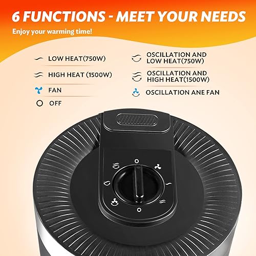 Miniatura 2 de Calentador de espacio de 6 modos, calentadores eléctricos de calentamiento rápido de 750 W1500 W para uso en interiores, calentador de habitación de