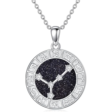 12 Zodiac Sign Necklace 925 Sterling Silver Constellations Pendant Necklace Jewelry Gifts for Women Men Friend Christmas Birthday,18+2 inch