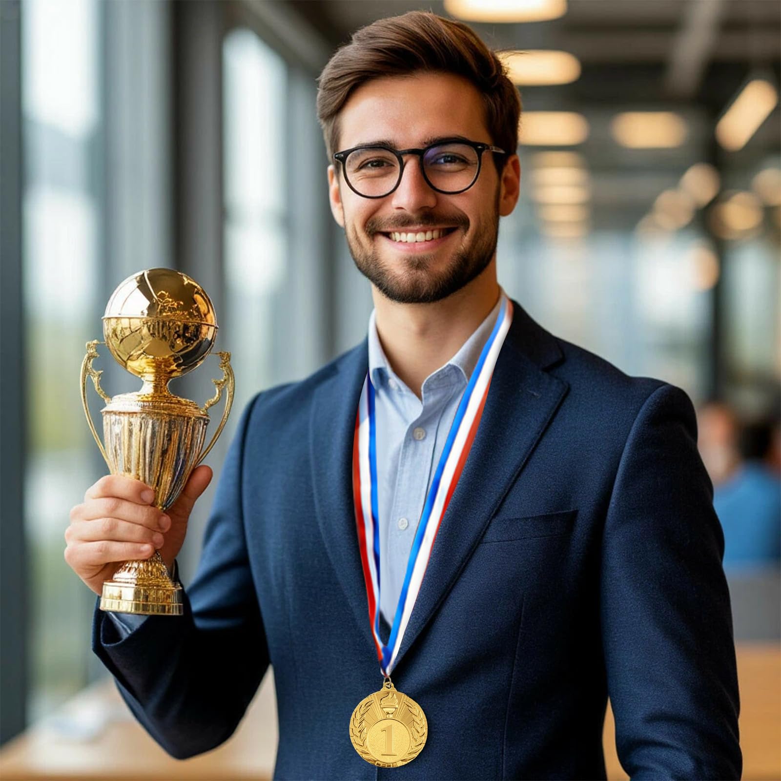 12 Pezzi Medaglie Bambini Metallo Medaglie Premiazioni Medaglia Oro Argento Bronzo Vincitore Medaglia con Nastri medaglie per Bambini Adulti Feste Sport Scolastico Concorsi Calcio (5 cm)