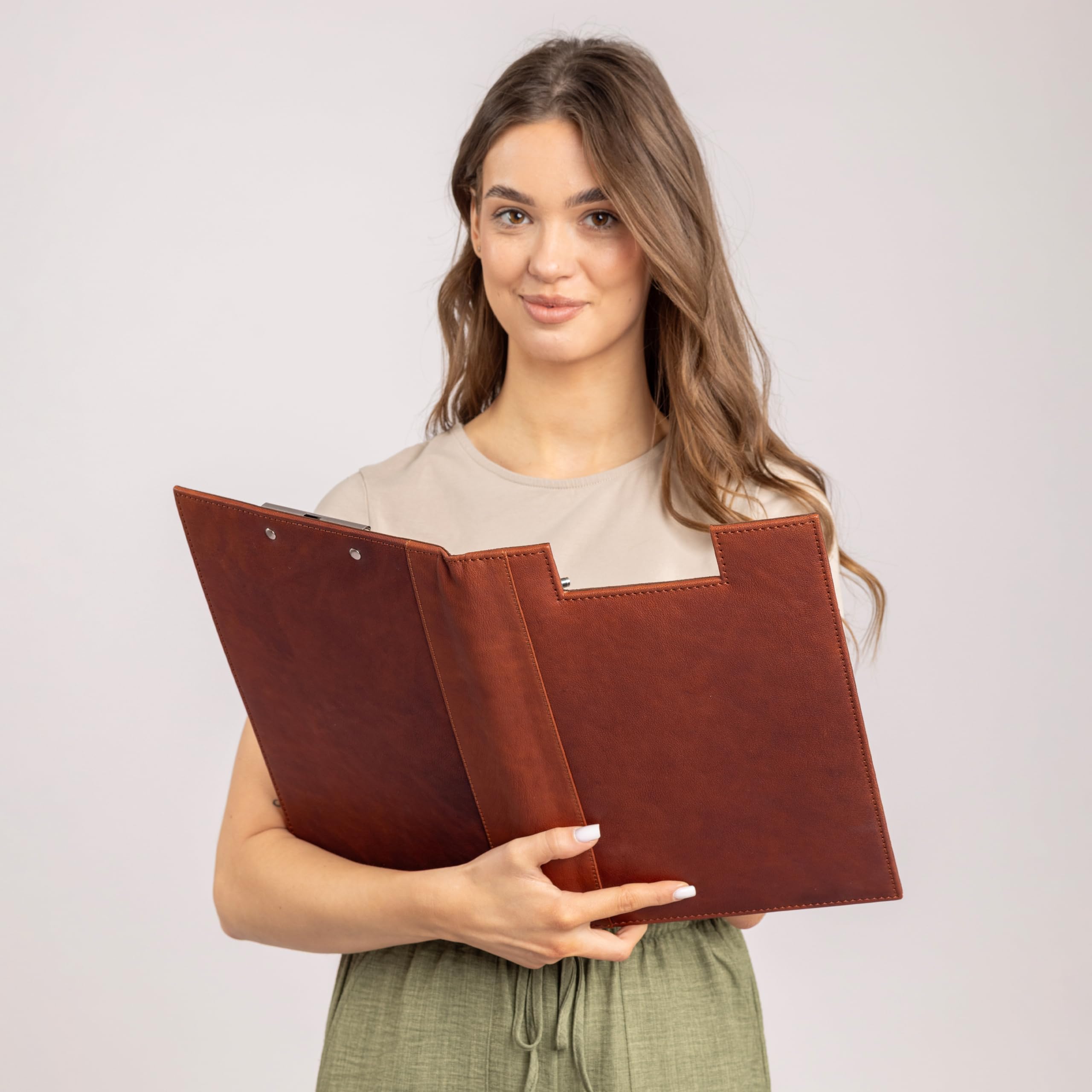 Gusti Portablocco in pelle Asher - Clipboard per conferenze, colore: Marrone