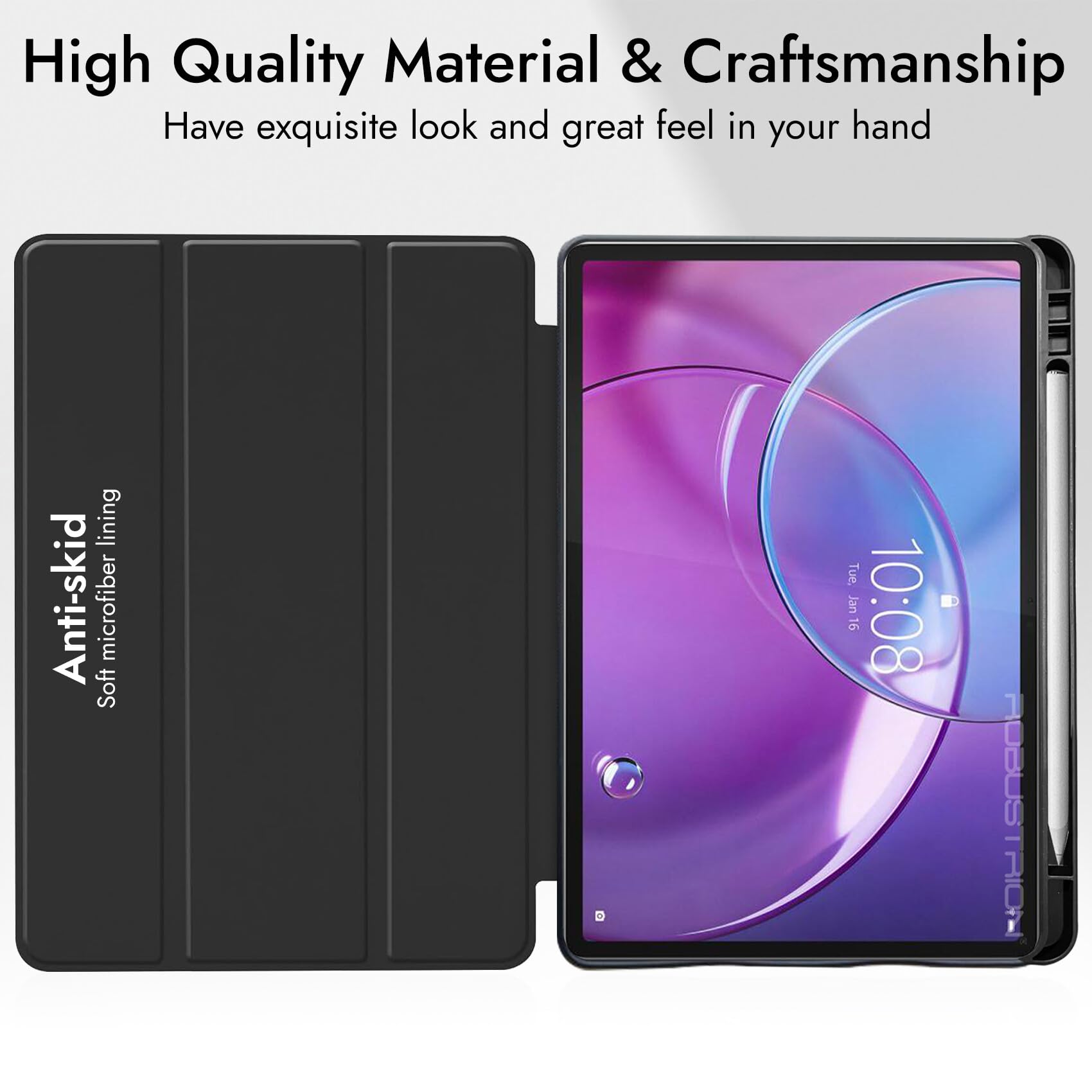 Robustrion Case for Lenovo Idea Tab Pro 2nd Gen 13 inch Cover Case with [Pencil Holder] [Soft Flexible Case] for Lenovo Idea Tab Pro Gen 2 Cover Case 13 inch [Auto Sleep Wake Support] - Black — Amazon image 6
