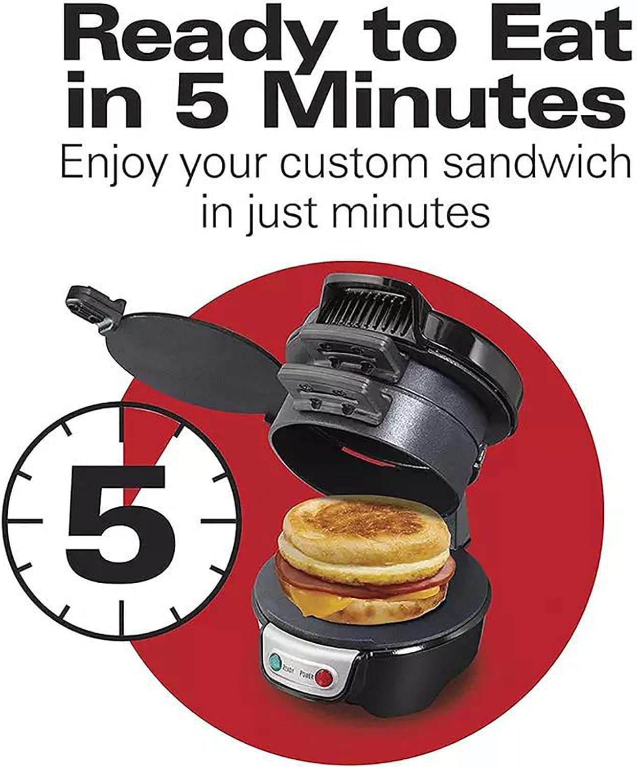 Presse à hamburger commerciale,machine à sandwich double petit-déjeuner avec revêtement antiadhésif amovible et lavable,complète en 5 minutes,pour faire un panini sandwich à hamburger
