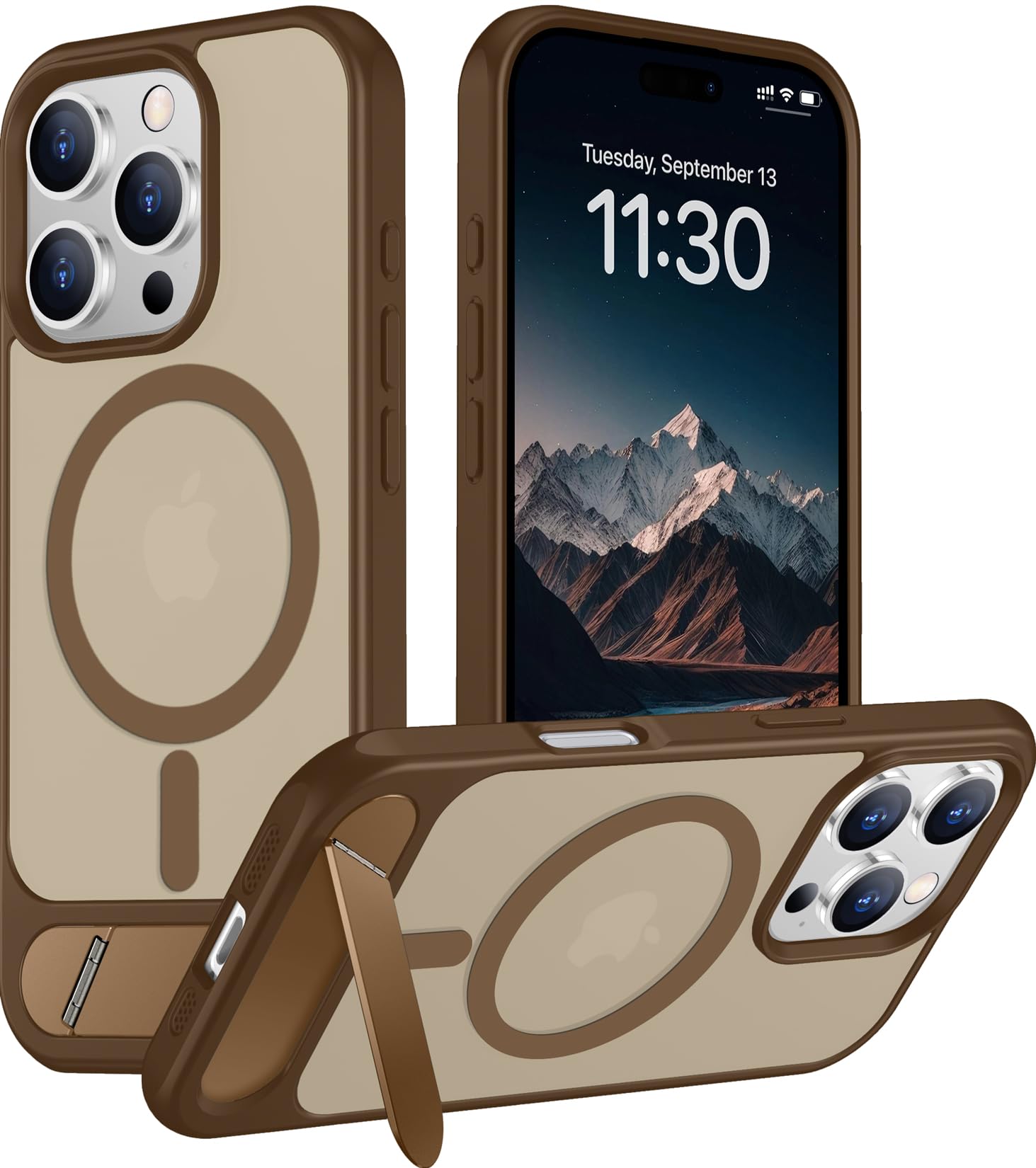 Temdan Magnetic Compatible with iPhone 16 Pro Case, [Built-in Invisible Kickstand][Compatible with MagSafe] [Military Grade Shockproof] Slim Translucent Matte Phone Case for iPhone 16 Pro 6.3"