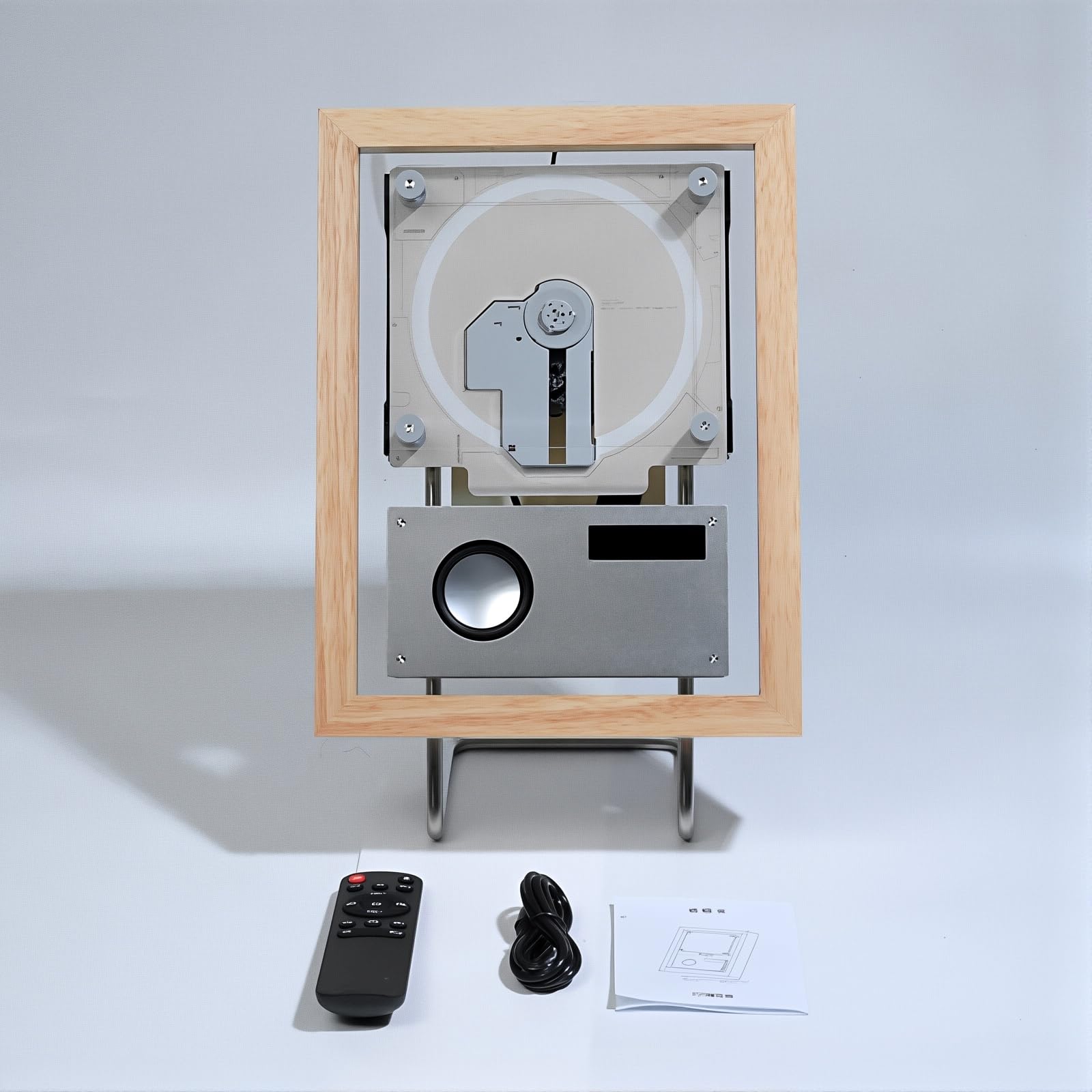 Lettore CD montabile a parete con Bluetooth, USB, uscita AUX, telecomando, altoparlanti e illuminazione a LED per la decorazione domestica