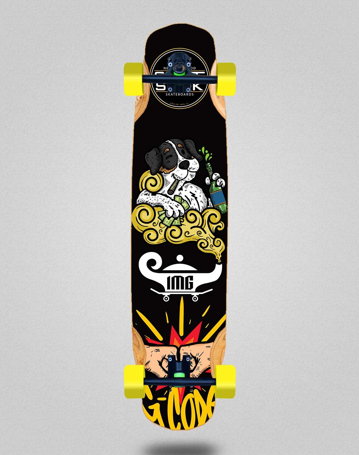 Skate Shok Skate Skateboard Longboard Complete Mix Bamboo 38x8.45 G-Code Black