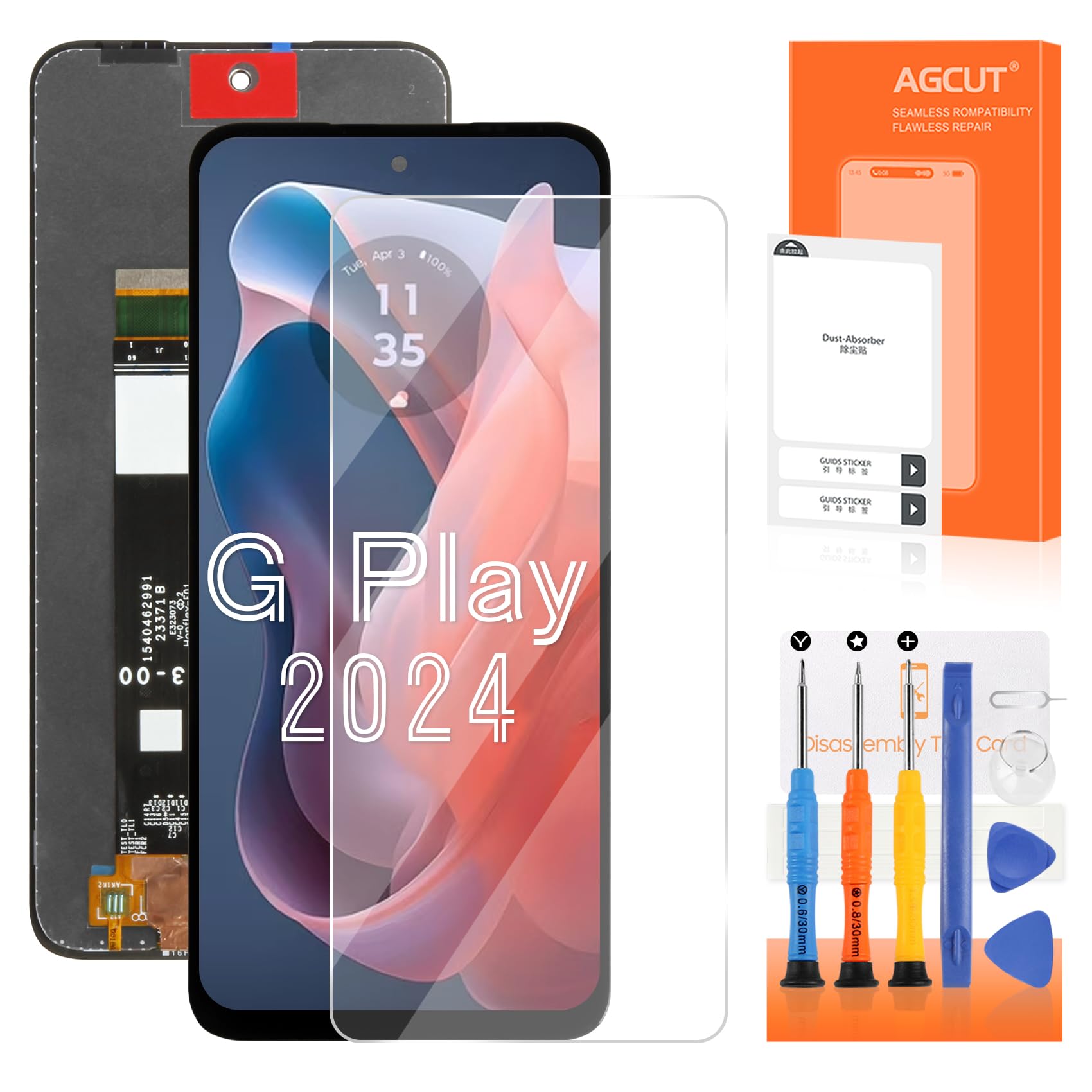 AGCUT for Moto G Play 2024 Screen Replacement for Display Moto G Play 2024 LCD XT2413-1 XT2413-2 LCD Digitizer Touch Screen Assembly Repair Parts