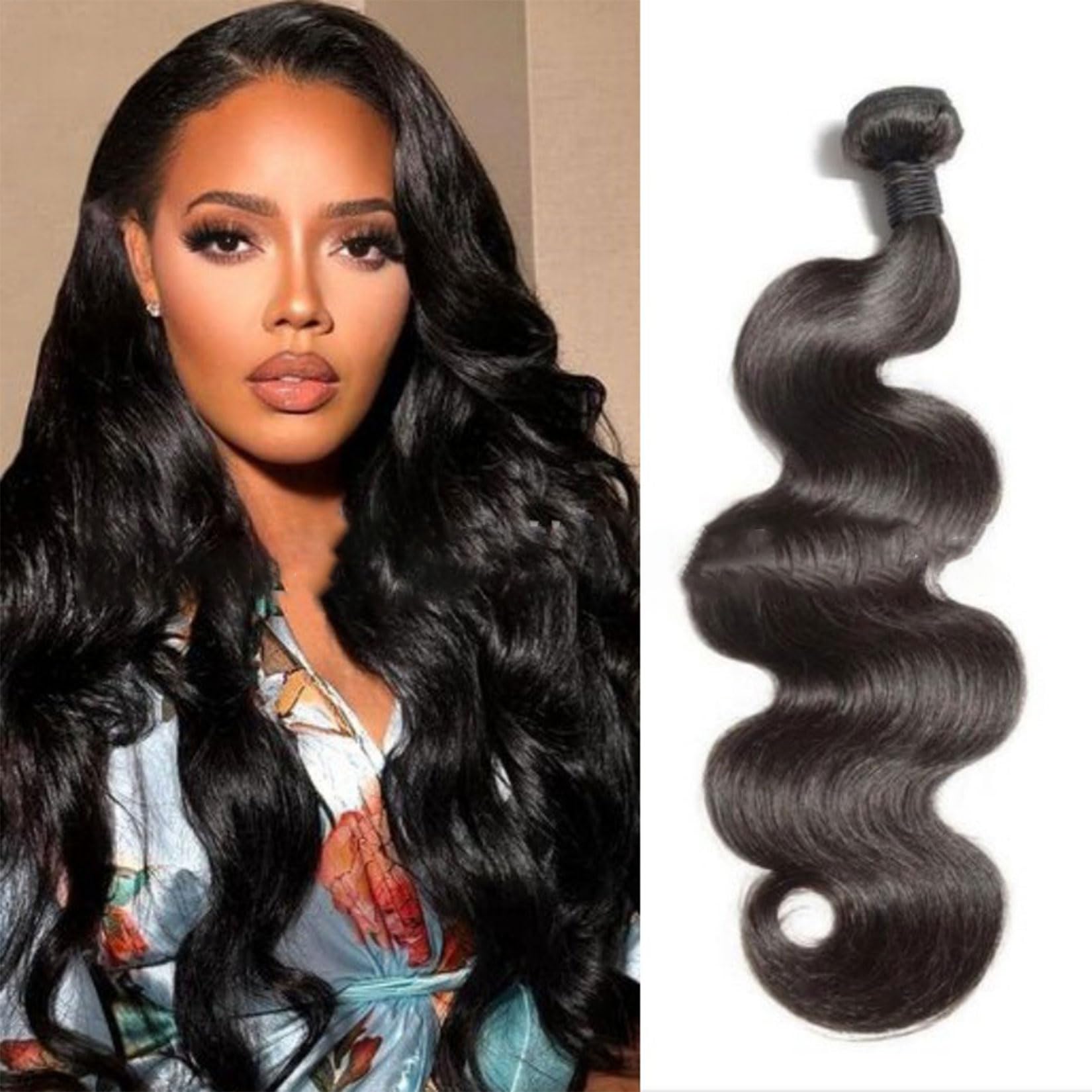Capelli Brasiliani Ondulati Black Body 1 Ciocca Capelli Umani Doppiamente Selezionati Ciocche di Capelli Umani Non Trattati Estensioni di Capelli Umani Brasiliani Testa Intera,30inch