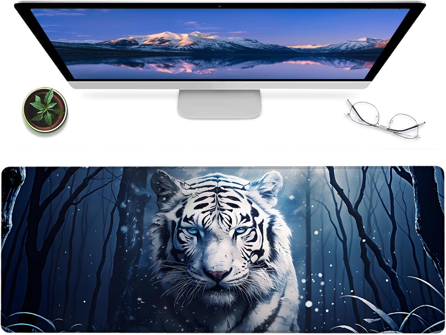 Cool Tiger Gaming Mouse Pad,12x31.5in Non-Slip Rubber Wild Animal Desk Mat,Large Extended Mousepad for Office Home Laptop,Mice Pads Gifts,Game Lover Deskmat Decor (Jungle Tigers)