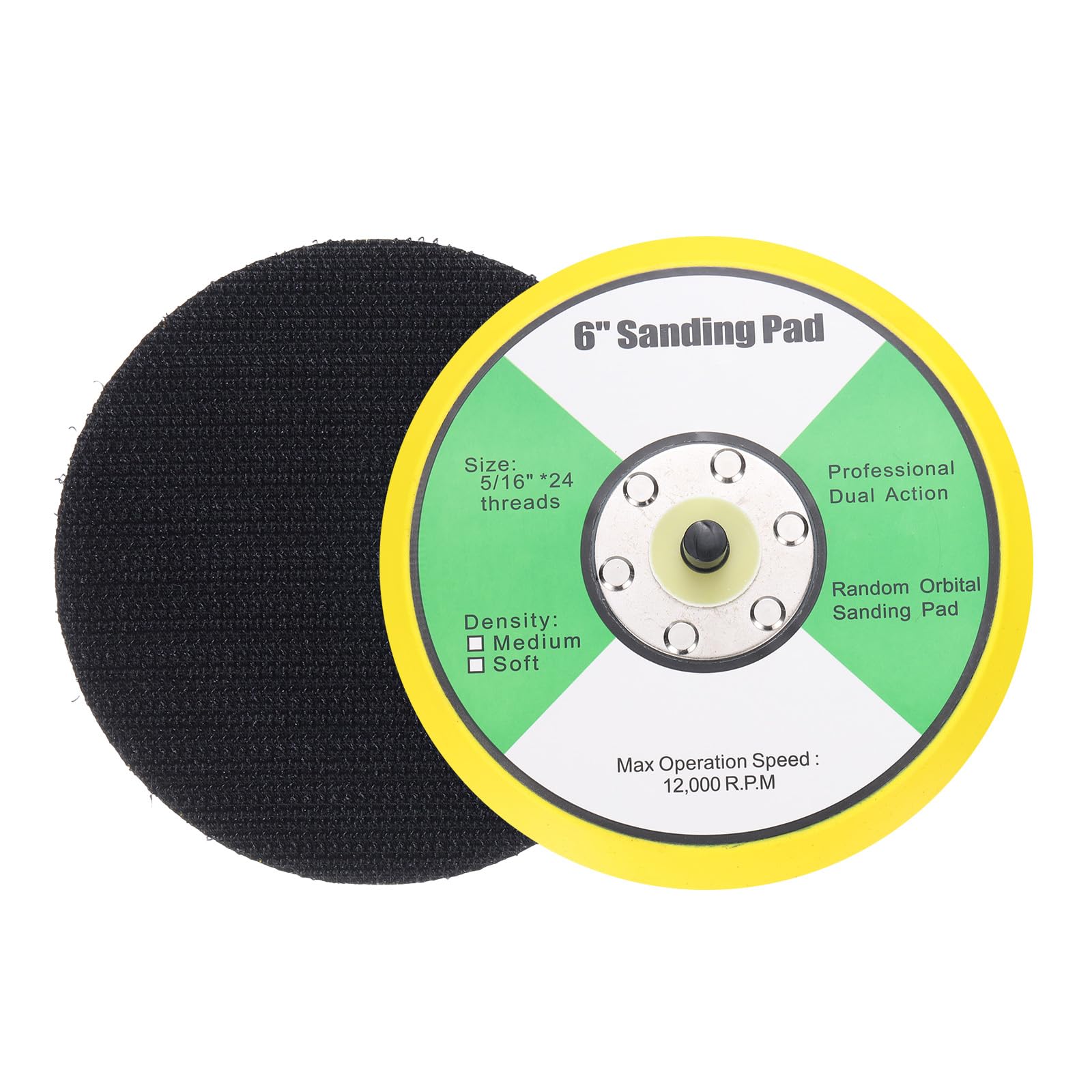 Sourcingmap 6 Inch Hook and Loop Backing Sanding Pads with 5/16"-24 Thread for Diamond Sanding Finishing Polishing Buffing Pads