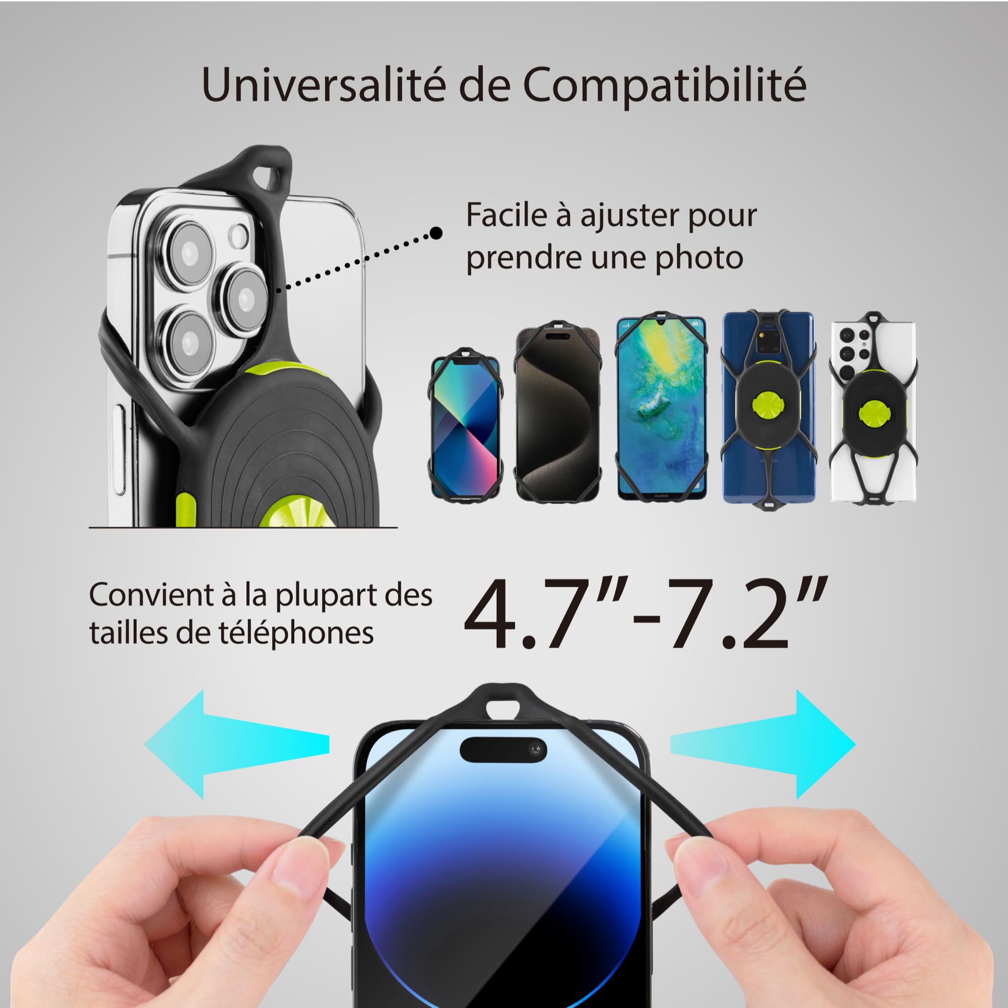 Bone Bike Tie Connect Kit 2 Magnetic – Support Smartphone Universel pour vélo, Fixation magnétique, Rotation 360° et libération Rapide, Compatible téléphones 4,7–7,2"
