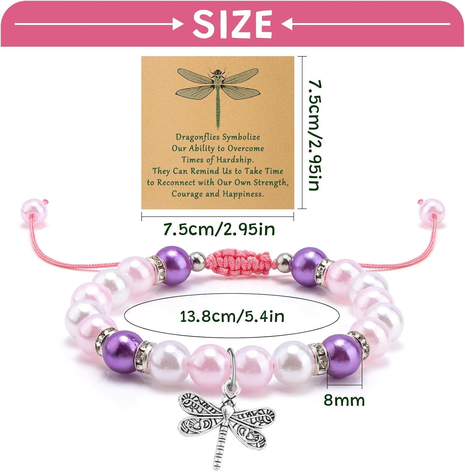 Dragonfly Gifts for Women Beaded Bracelet Inspirational Dragonflies Accessories For Women Girls Nature Lovers Dragonfly Lovers Christmas Birthday Present for Her Jewelry Bracelet with Massage Card - Image 2