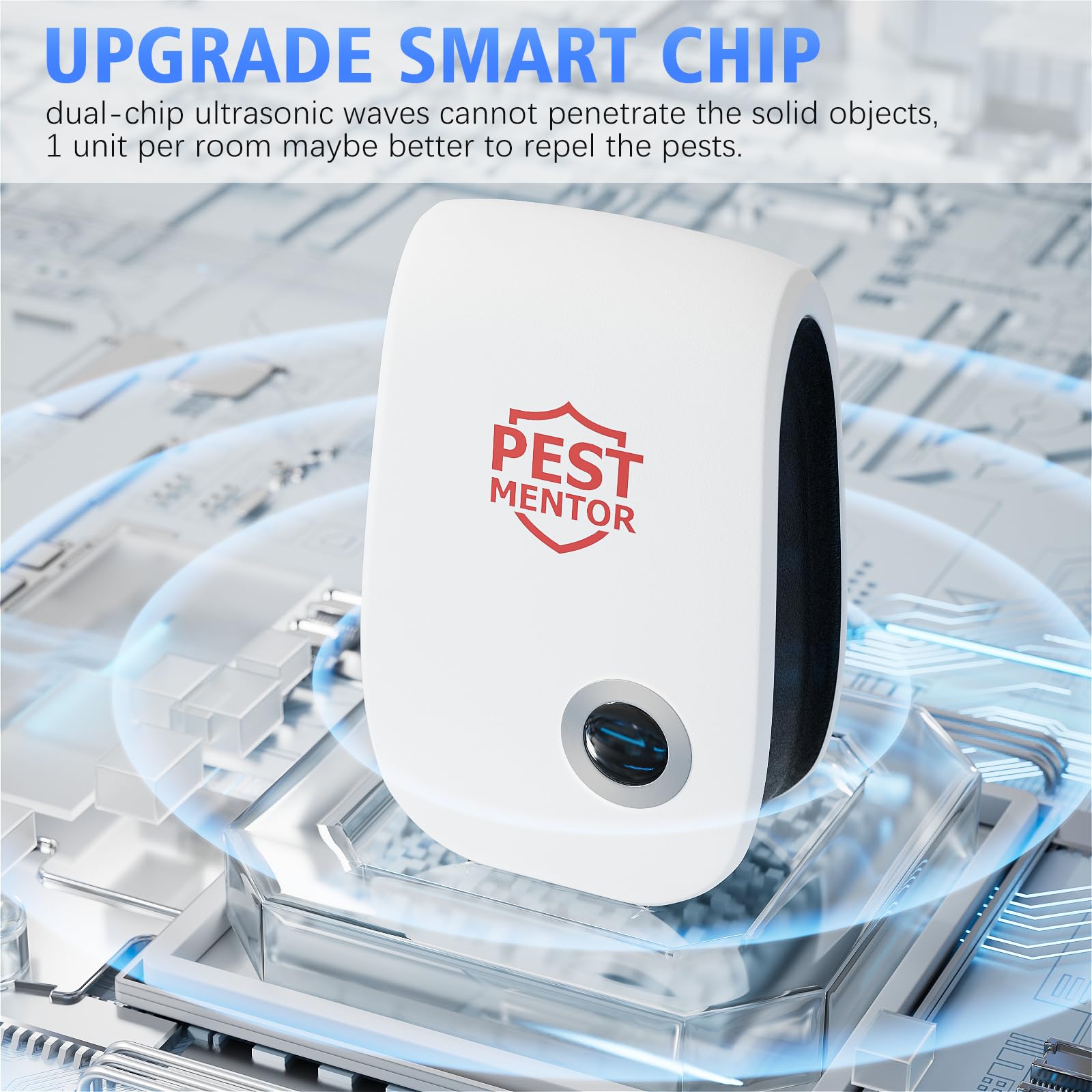 Repelente ultrasónico de plagas enchufable en interiores, control electrónico avanzado de plagas para el hogar, oficina, cocina, almacén, hotel, roedor, araña, cucaracha, mosquito, disuasorio de