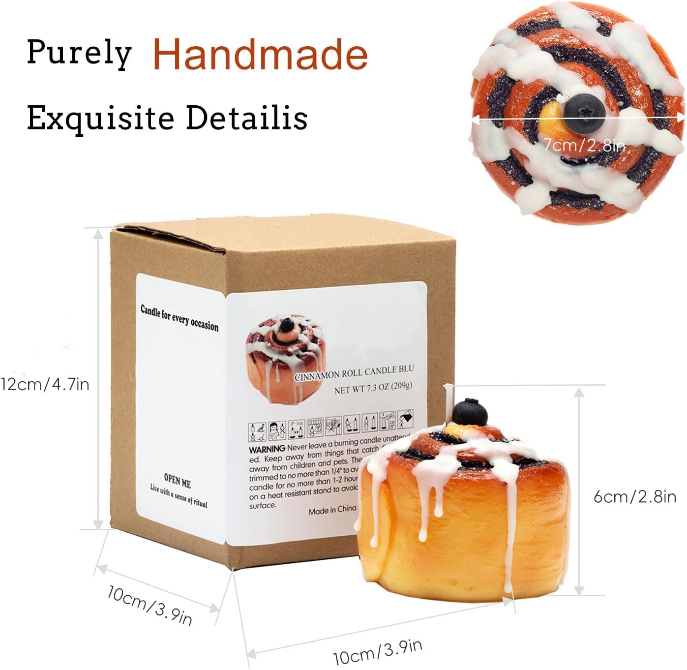 Cinnamon Roll Candle Food Shaped Cinnamon Scented Candles Unique Candle Gifts for Women Men Ideal for Birthday Valentines Christmas,Home Decorations - Image 7