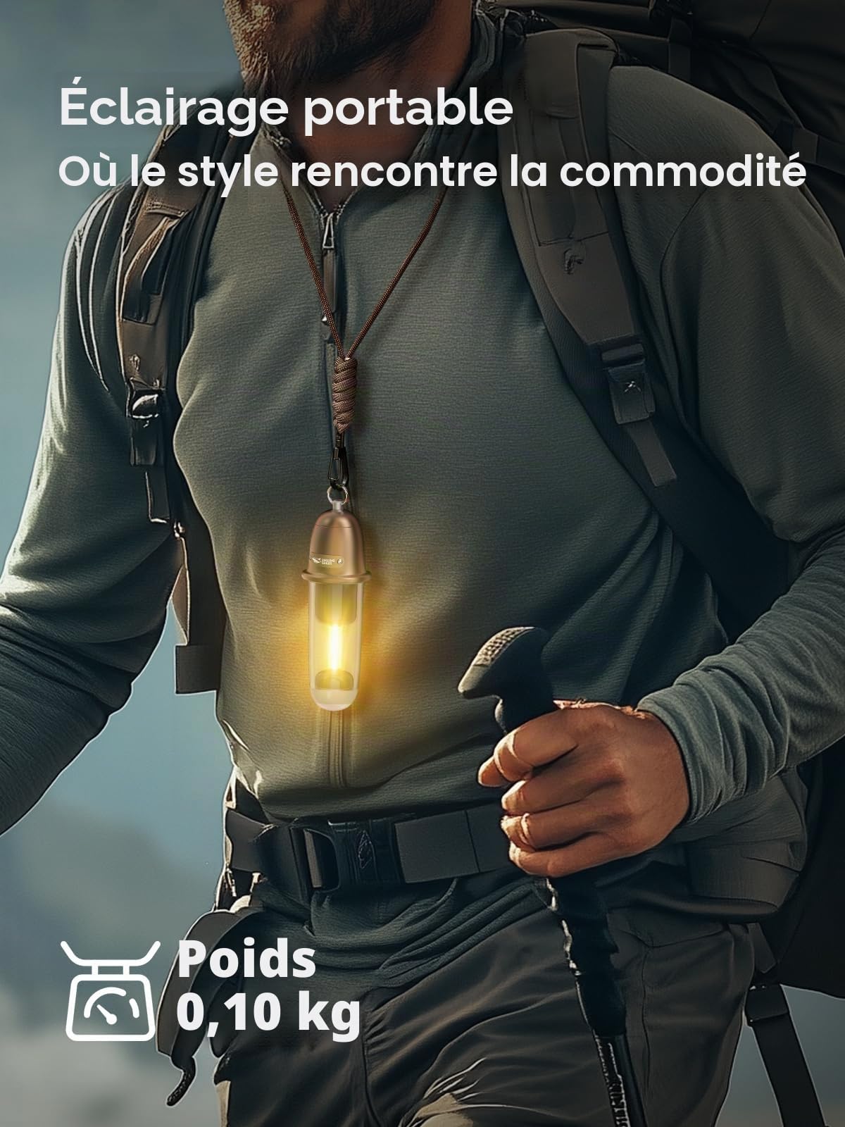 Smiling Shark Lanterne de Camping, Portable LED Lampe Camping Ambiance USB Rechargeable IPX4 Étanche 3 Mode Lumière Petit Portatif Lampe de Tente pour Extérieur Randonnée Pêche Picnic Comprend lanière