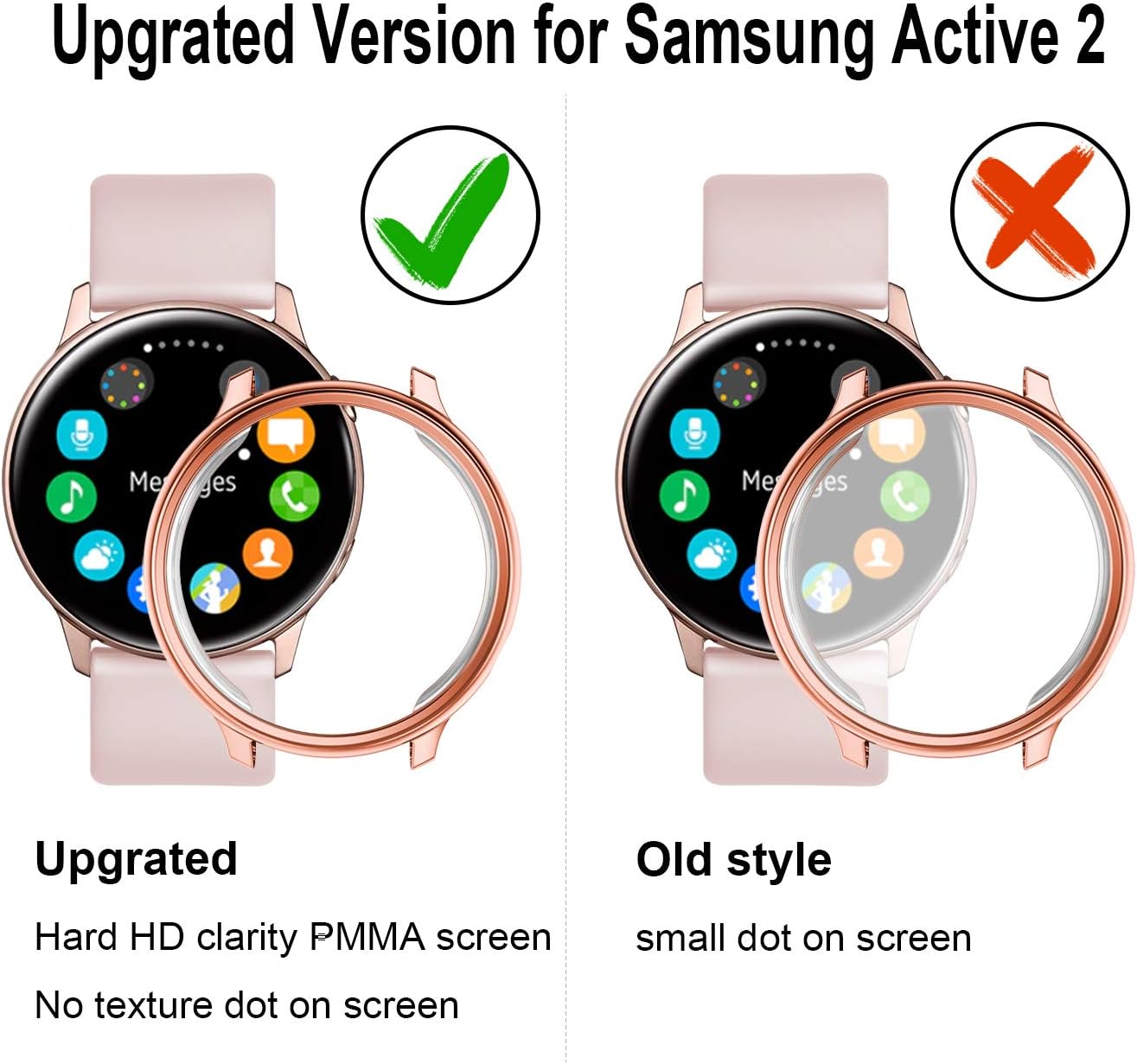[2 Pack] Lerobo Case with Screen Protector for Samsung Galaxy Watch Active 2,Shock Absorbing Bumper Case HD Clear Hard Screen Protector Cover for Samsung Galaxy Watch Active 2 44mm (RoseGold/Clear)