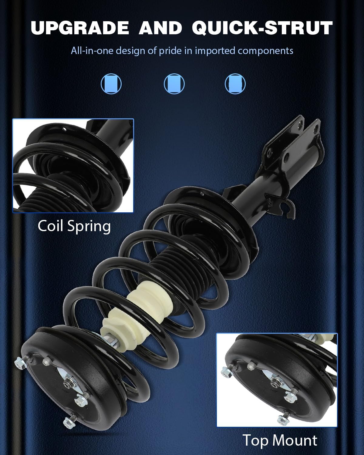 ECCPP Complete Struts Spring Assembly Front Struts Shock Coil Spring Fit for 2001-2005 for BMW X5-1331713L 1331713R
