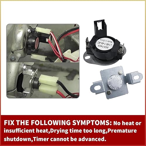 Miniatura 4 de Kit de corte térmico para secadora 280148, incluye termostato 8557403 8318314, pieza de repuesto de fusible térmico compatible con secadores