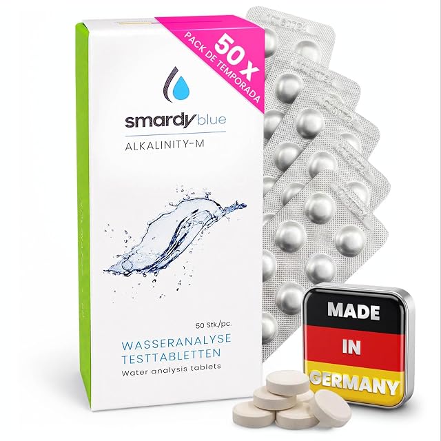smardy 50 tabletas fotómetro Alka-M - mide la alcalinidad (capacidad ácida) en piscina, spa y acuario