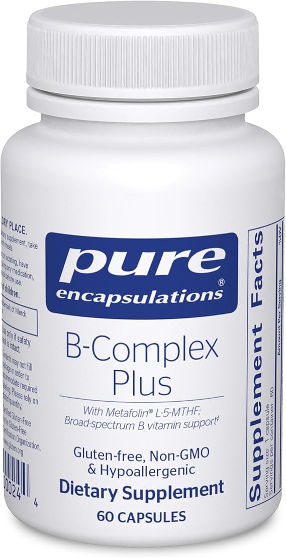 Pure Encapsulations B-Complex Plus - B Vitamins Supplement To Support Neurological Health, Cardiovascular Health, Energy Levels & Nervous System Support* - With Vitamin B12 & More - 60 Capsules
