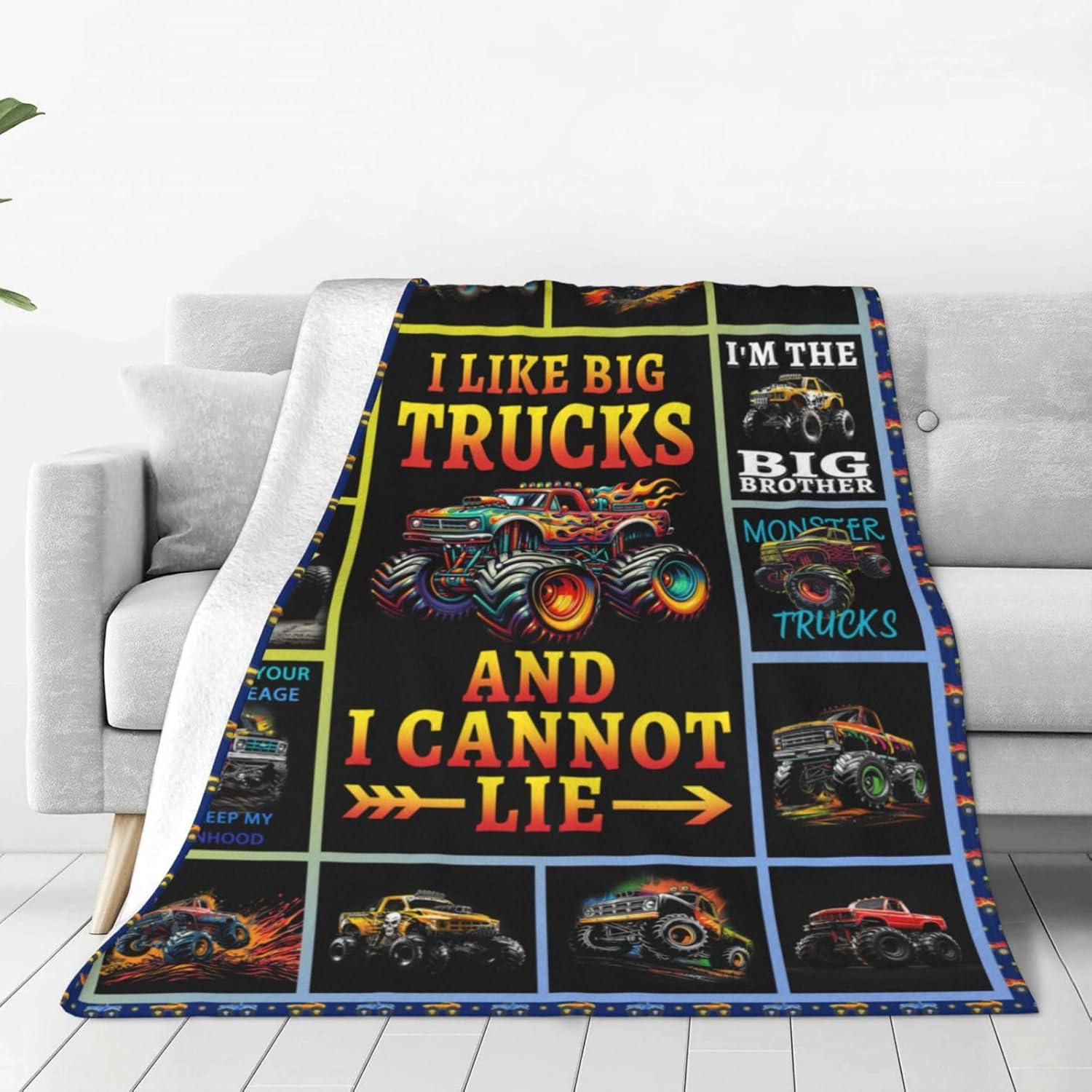 Truck Blanket Trucks Throw Blanket Truck Car Lover Gift for Boys Kids Room Decor Soft Warm Fleece Flannel Plush Blankets for Couch Sofa Bed 50"X60"